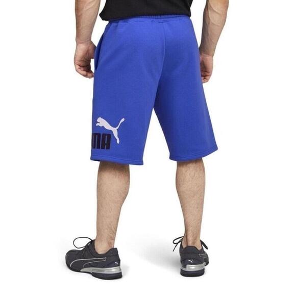 Puma Men's Big Fleece Logo 10in Shorts Royal Sapphire/Blk/Wht-Short - Picture 4 of 13